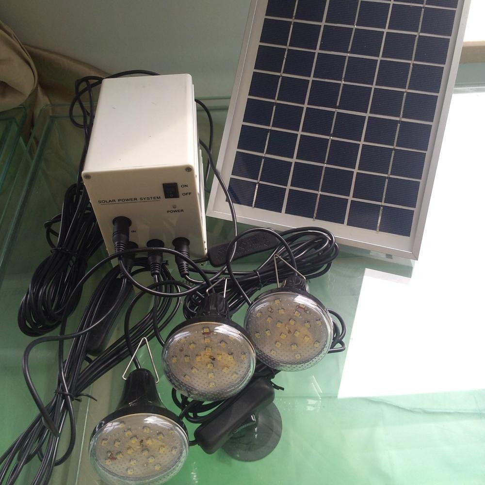 5w DC Indoor solar power LED lighting kits with USB 2