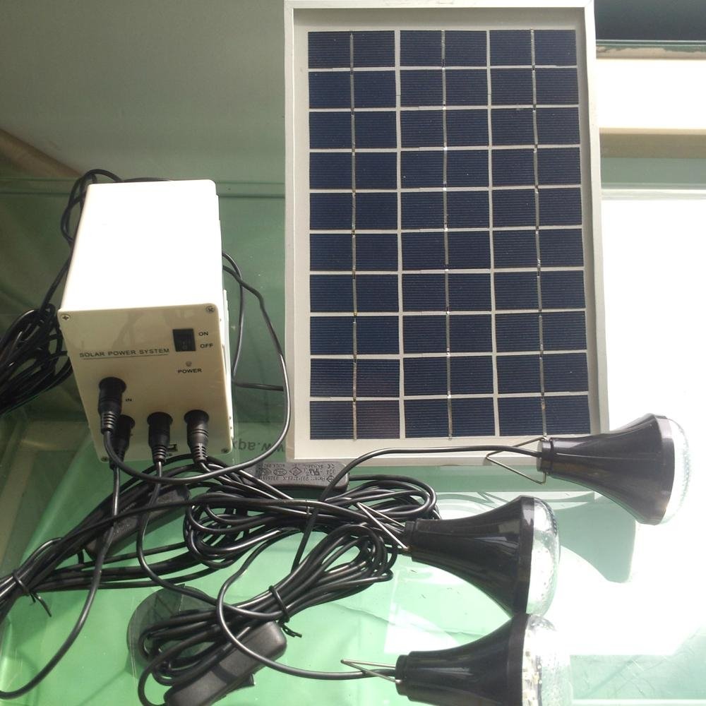 5w DC Indoor solar power LED lighting kits with USB 3
