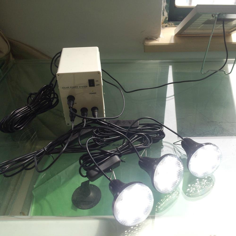 5w DC Indoor solar power LED lighting kits with USB 4