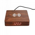high quality 10W wooden clock wireless charger  with digital display 3