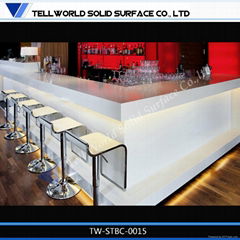 TW solid surface fashionable simple led bar counter