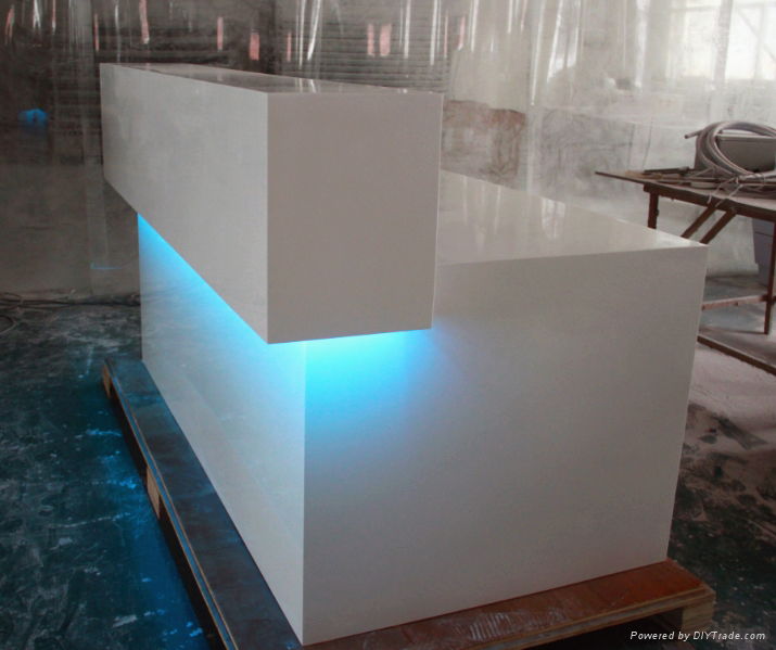TW artificial stone simple design white reception counter 2
