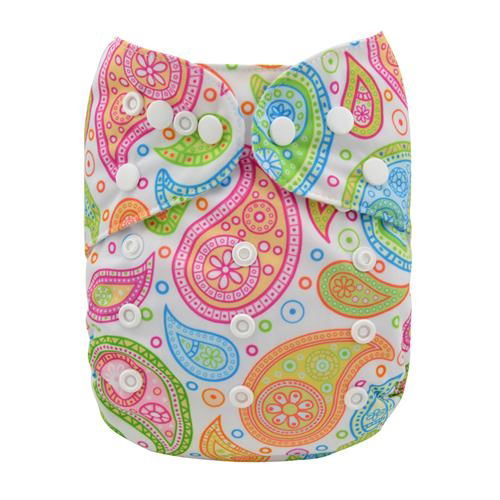 One Size Cute Bamboo Fitted Diaper Sewn With 3-layer Bamboo Insert  4