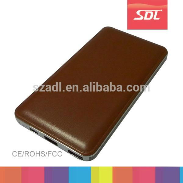 7000mAh thin leather feeling touch dual usb power bank for iphone ipad samsung  3