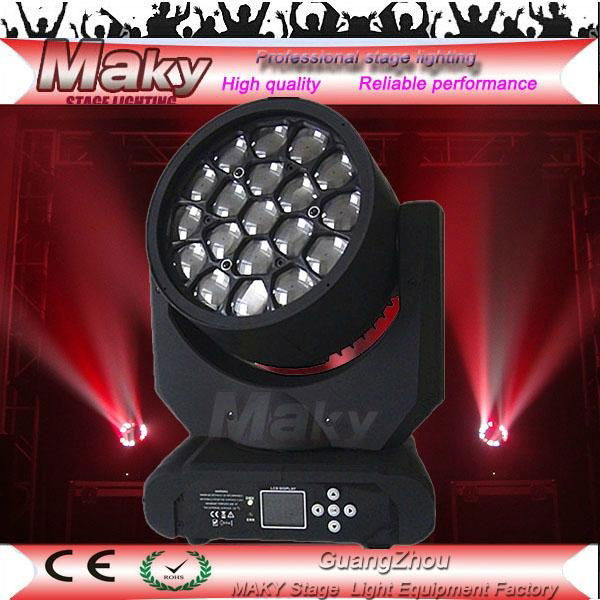 19 ledsx12w RGBW bee eyes sharply  zoom led beam moving head lights 2