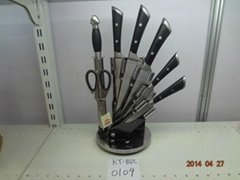 8PCS Stainless Steel Kitchen Knife Set with Acrylic Stand Made in China