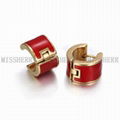acrylic gold plating hoop earrings for young girls  MKE002STGCRD 1
