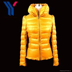 Fashion Yellow Ladies Winter Duck Down Jacket