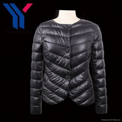 Round Collar Lightweight Winter Duck Down Jacket for Ladies