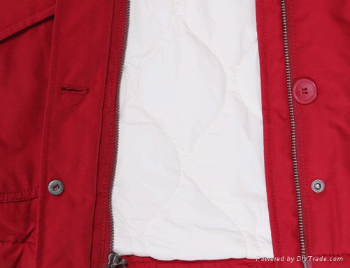 OEM thick cotton filling red long Style warm Winter ladies coat with hood 3