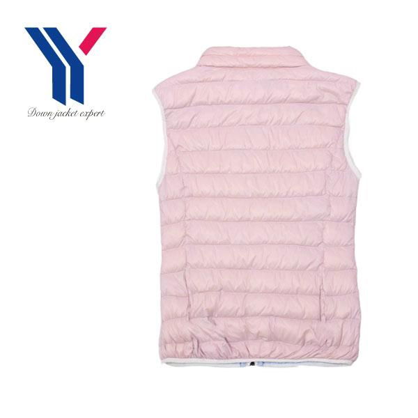 Ultralight Shiny Pink Down Vest for Girl 2