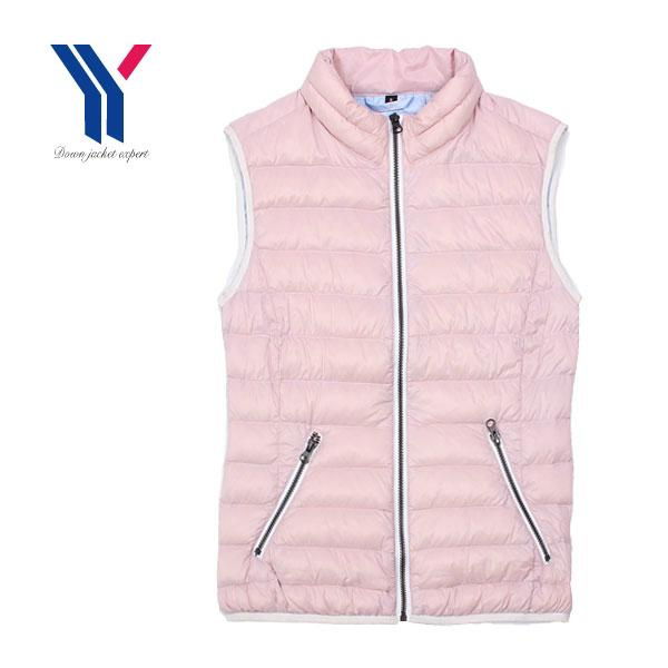 Ultralight Shiny Pink Down Vest for Girl 5