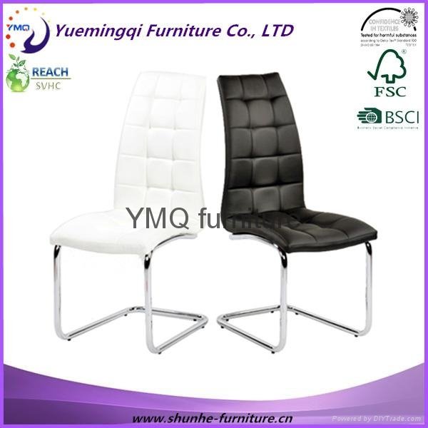 Contemporary white and black chrome leather dining chair home furniture 3