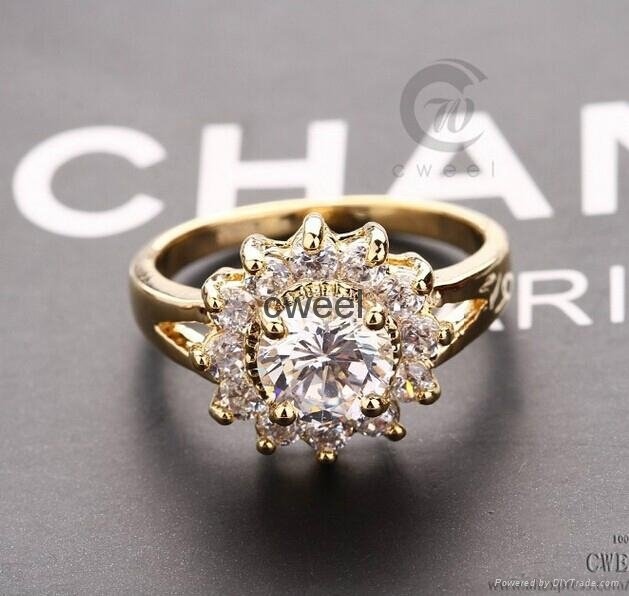 Women Wedding 18K Rose Gold Plated SWA Element Copper Zircon ring Engagement 4