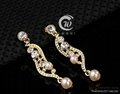 New 18 k Gold pearl austrian Crystal Necklace Bracelet Earring Ring Jewelry Set 3