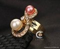 New Fashion 18k Gold pearl Peacock Necklace Earring Ring Wedding Jewelry Set 3