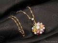 Cooper Multicolor zircon Flower Earrings Necklace Ring Fashion Jewelry set 4