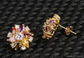 Cooper Multicolor zircon Flower Earrings Necklace Ring Fashion Jewelry set 5