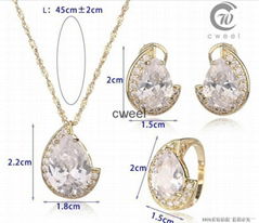 Top quality copper and starlite Crown molding zircon fashoion Jewelry Set