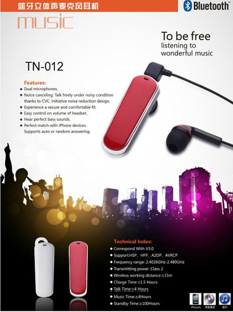 2014 new in ear style mini stereo bluetooth headset