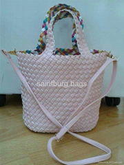 Woven hand-made PU leather handbags