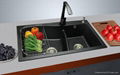 Black granite quartz kitchen sink with