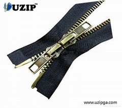 Two Way Double sliders  Brass zipper for