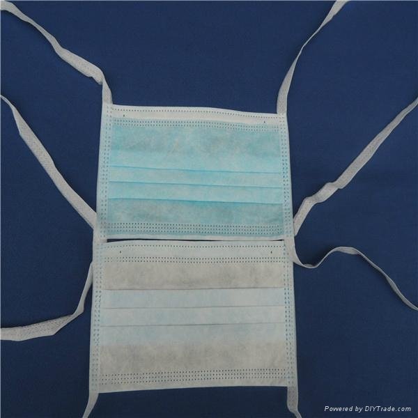 3ply disposable non-woven face mask tie on 4