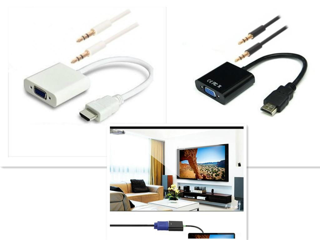  1080p Chipset Converter HDMI to VGA with Audio Cable  Adapter male to Female Fo 3