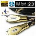 24k Gold Plated Nylon Net HDMI 2.0 V Cable with 2160P 4K*2K 3D Ethernet 1.5 M 1