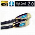 24k Gold Plated Nylon Net HDMI 2.0 V Cable with 2160P 4K*2K 3D Ethernet 1.5 M 1