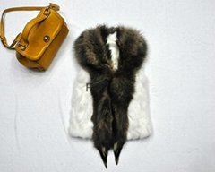 100% fur natural rex rabbit coat raccoon fur collar coat