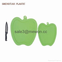 large size apple shape anti-slip plastic cutting board sets