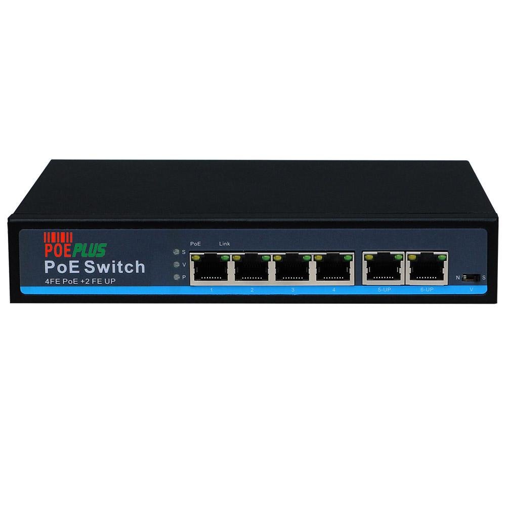 4 ports 10/100Mbps POE switch with 2 ports uplink 2