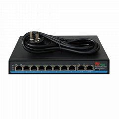 8 ports 10/100Mbps POE switch with 2 ports 1000M uplink