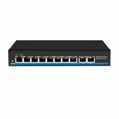 8 ports 10/100/1000Mbps POE switch with 2 GE uplink