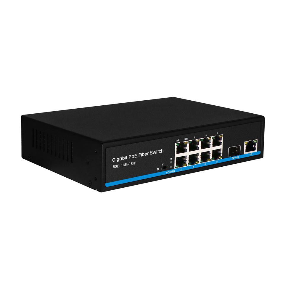 8 ports 10/100/1000Mbps POE switch with 1 GE+1 SFP uplink 2