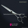 5.5" Damascus Steel Opposing Handle Hair Shears 1