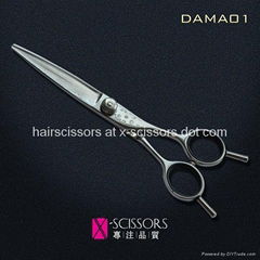 5.5" Damascus Steel Opposing Handle Hair Shears