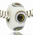 Silver Plated Core Logo Engraved Lampwork Murano Glass Bead