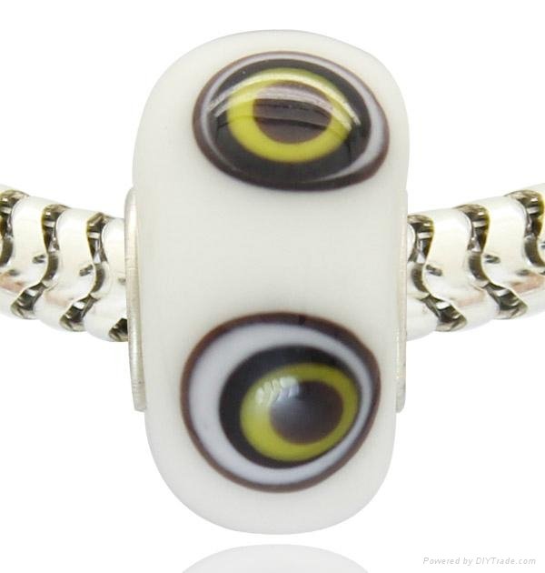 Silver Plated Core Logo Engraved Lampwork Murano Glass Bead 3