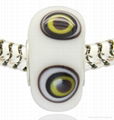Silver Plated Core Logo Engraved Lampwork Murano Glass Bead 3