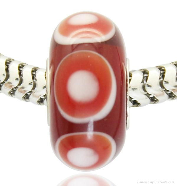 Silver Plated Core Logo Engraved Lampwork Murano Glass Bead 4