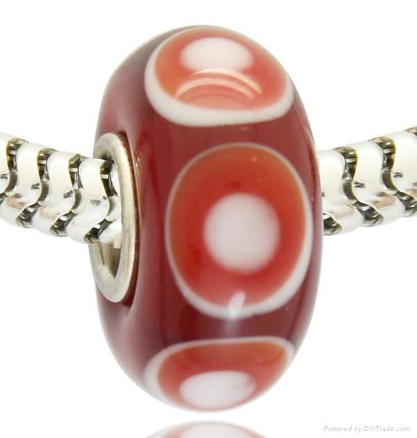 Silver Plated Core Logo Engraved Lampwork Murano Glass Bead 5