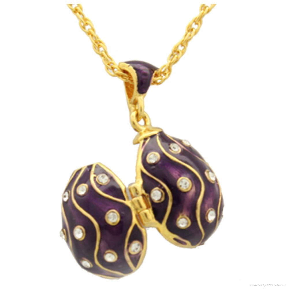 Wholesale Enamel Mini Faberge Egg Russian Egg Pendant 4