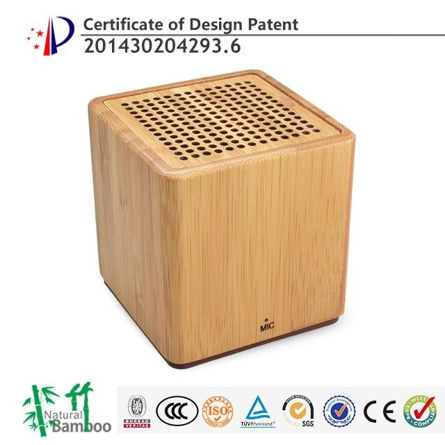Hairong hight quality portable wireless mini Cube bamboo bluetooth speaker