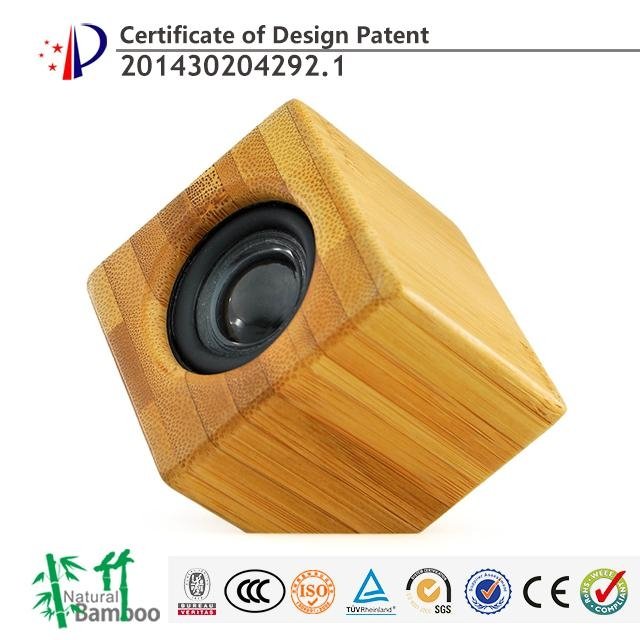 Hairong high quality portable cube mini bamboo bluetooth speaker