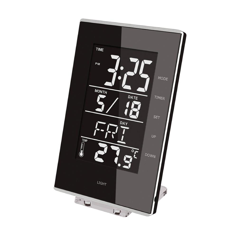 Hairong series modern  alarm and calendar colored desktop touch LCD clocks