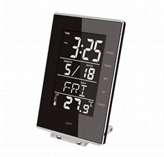 Hairong series modern  alarm and calendar colored desktop touch LCD clocks