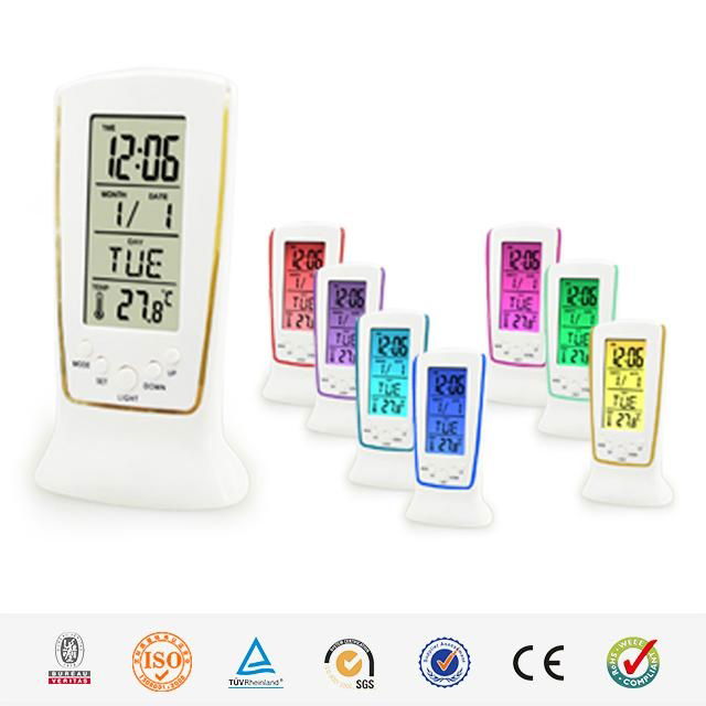 Modern alarm and calendar colored desktop LCD clocks wholesale 3